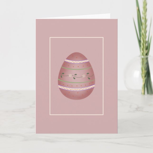 Light Red Decorated Easter Egg d1 Greeting Card (Front)