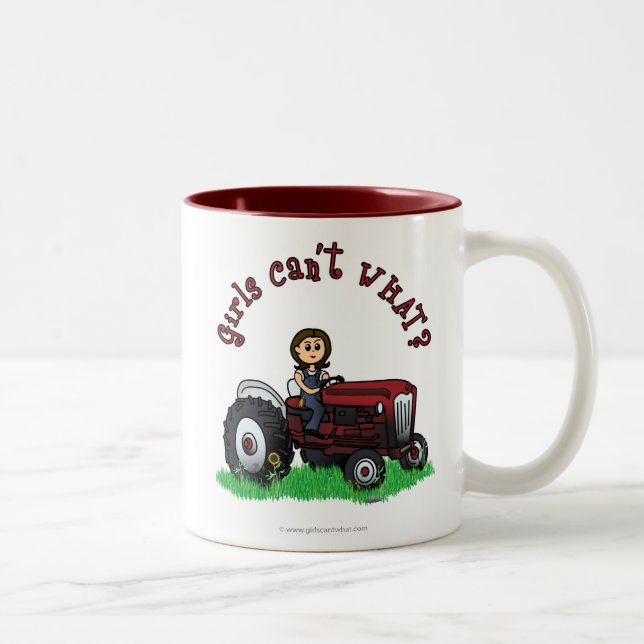 Light Red Farmer Girl Two-Tone Coffee Mug (Right)
