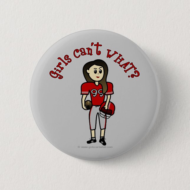 Light Red Football 6 Cm Round Badge (Front)