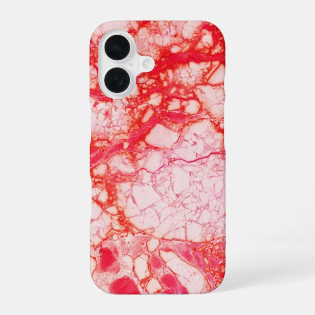 Light Red Marble iPhone 16 Case (Back)
