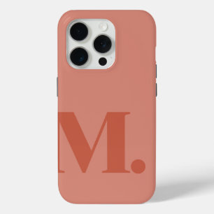 Light Red Monogram Letter Basic Colour Minimalist iPhone 15 Pro Case
