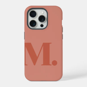 Light Red Monogram Letter Basic Colour Minimalist iPhone 15 Pro Case