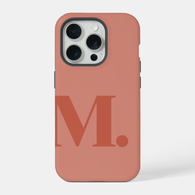 Light Red Monogram Letter Basic Colour Minimalist iPhone Case (Back)
