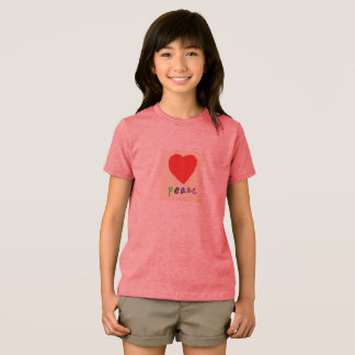 Light Red "Peace" T-shirt with Red Heart  Tri-Blend Shirt