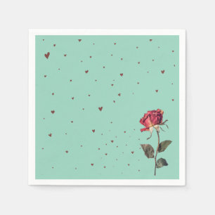 light red rose printed napkin