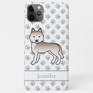 Light Red Siberian Husky Cartoon Dog & Name Case-Mate iPhone Case
