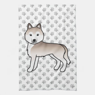 Light Red Siberian Husky Cute Cartoon Dog Tea Towel