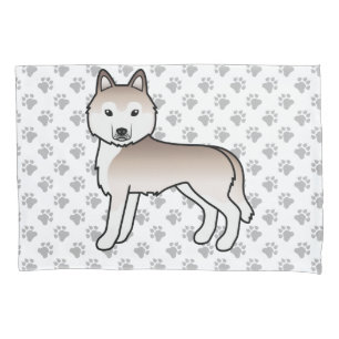 Light Red Siberian Husky Cute Dog & Paws Pillowcase