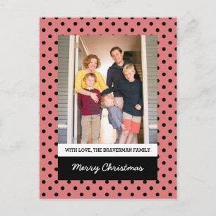 Light Red Sweet Polka Dot Holiday Photo Postcard