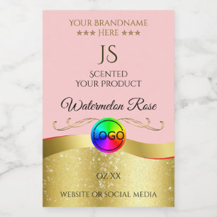 Light Red Wavy Gold Logo Monogram Product Label