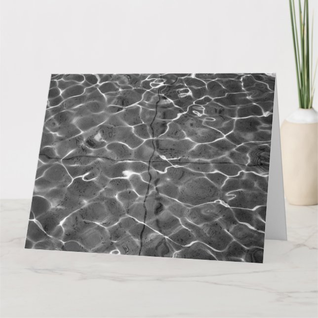 Light Reflections On Water: Black & White Card (Front)