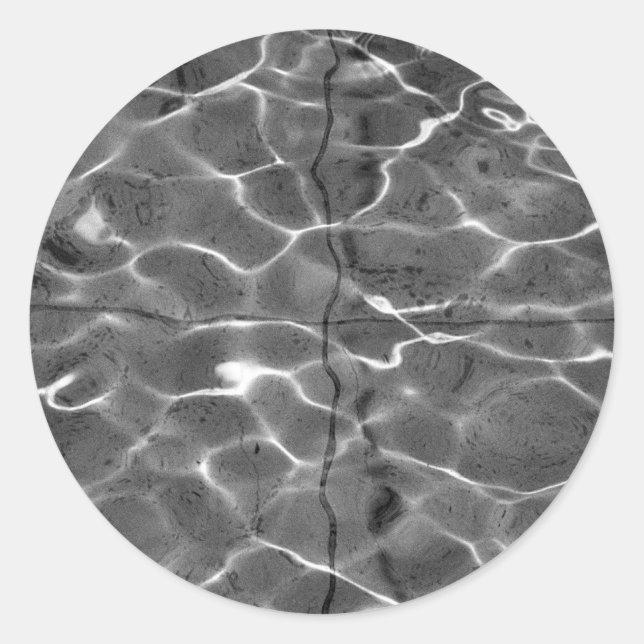 Light Reflections On Water: Black & White Classic Round Sticker (Front)
