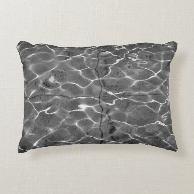 Light Reflections On Water: Black & White Decorative Cushion (Front)