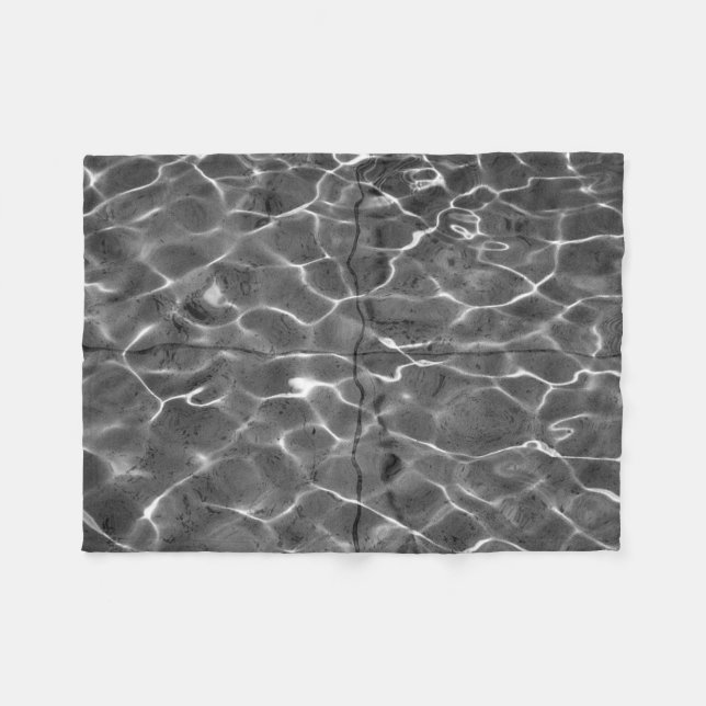 Light Reflections On Water: Black & White Fleece Blanket (Front (Horizontal))