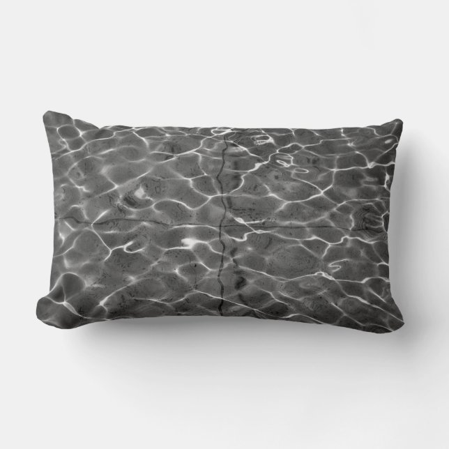 Light Reflections On Water: Black & White Lumbar Cushion (Front)