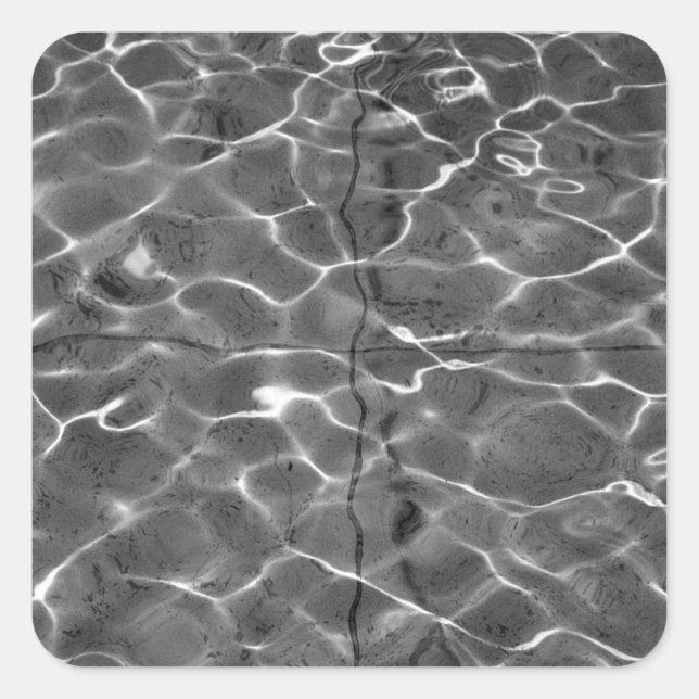 Light Reflections On Water: Black & White Square Sticker (Front)