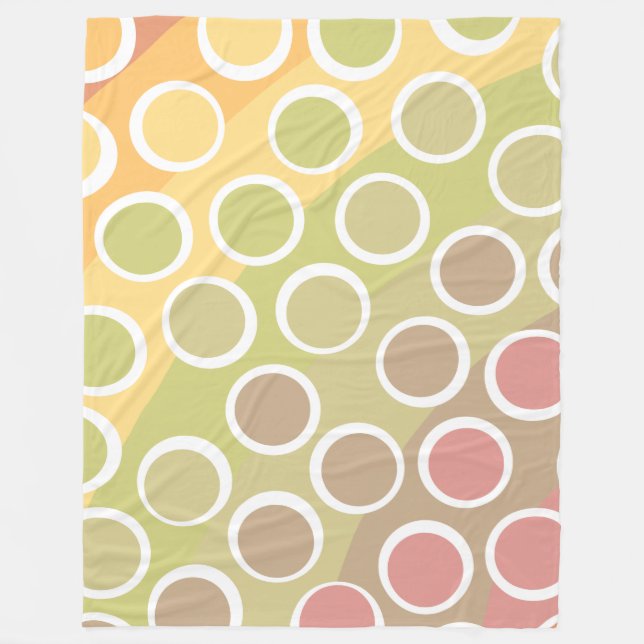 Light Retro Rainbow w/ Big Polka Dots Fleece Blanket (Front)