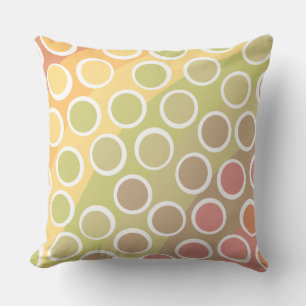 Light Retro Rainbow w/ Big Polka Dots Throw Pillow