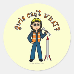 Light Rocket Scientist Girl Classic Round Sticker