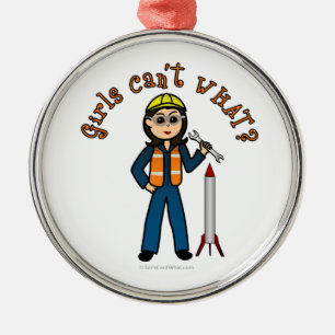 Light Rocket Scientist Girl Metal Tree Decoration