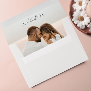 Light Romantic Photo & Monogram Elegant Wedding Envelope