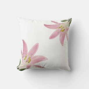 Light Rose Gold Amaryllis Flowers on White Cushion