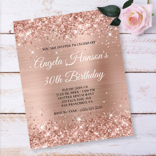 Light Rose Gold Glitter 30th Birthday Paper Flyer