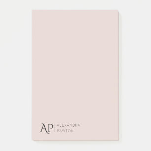 Light Rose Personalised Monogram Personal Post-it Notes