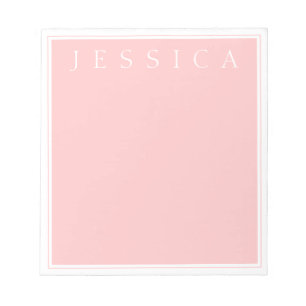Light Rose Pink Your Name in White Notepad