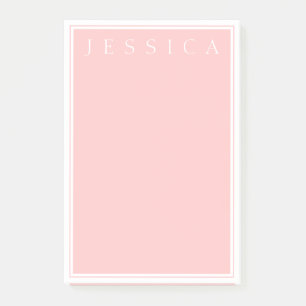 Light Rose Pink   Your Name in White Post-it Notes