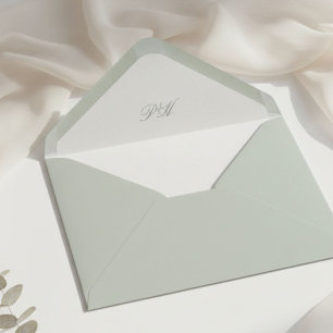Light Sage   Chic Minimalist Calligraphy Wedding  Envelope