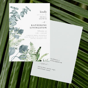 Light Sage Foliage Elegance Bridal Shower  Invitation