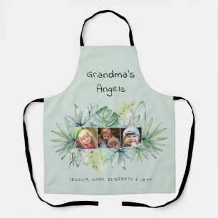 Light Sage Grandma's Angels Tropical Collage Photo Apron