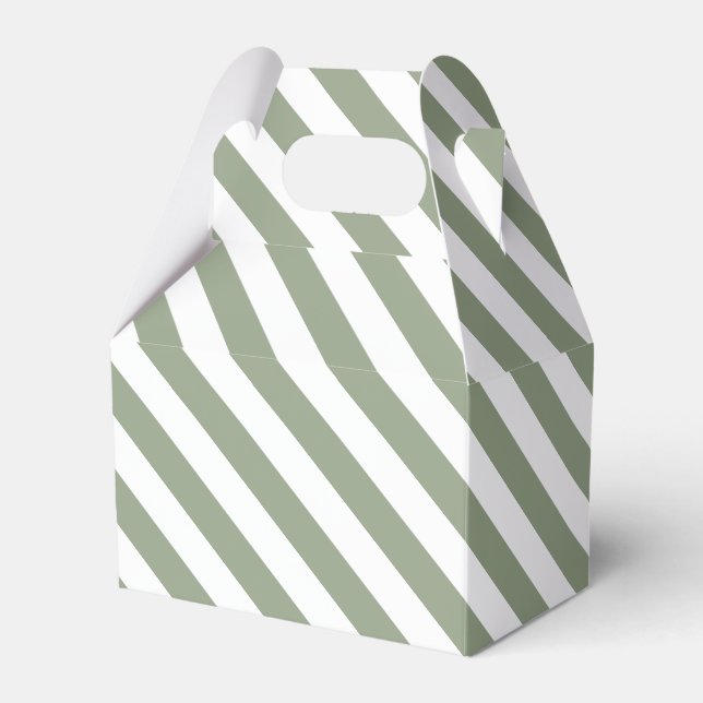Light Sage Green and White Stripe Favour Box (Front Side)
