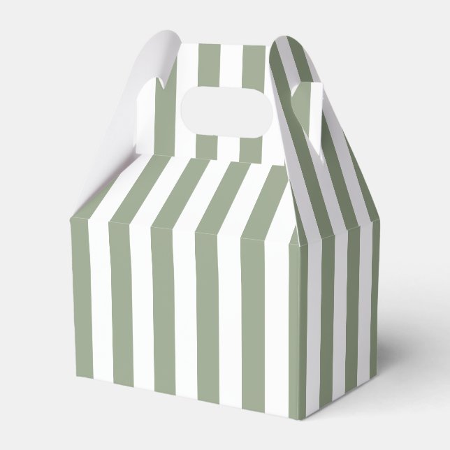 Light Sage Green and White Stripe Favour Box (Front Side)