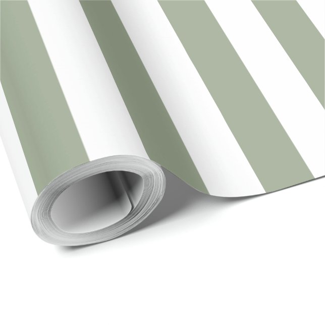 Light Sage Green and White Stripe Wrapping Paper (Roll Corner)