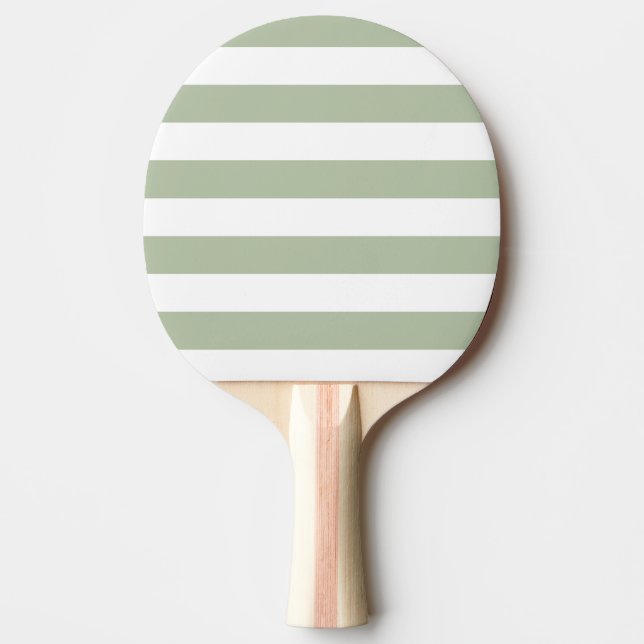 Light Sage Green and White Stripes Ping Pong Paddle (Front)