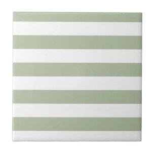 Light Sage Green and White Stripes Tile
