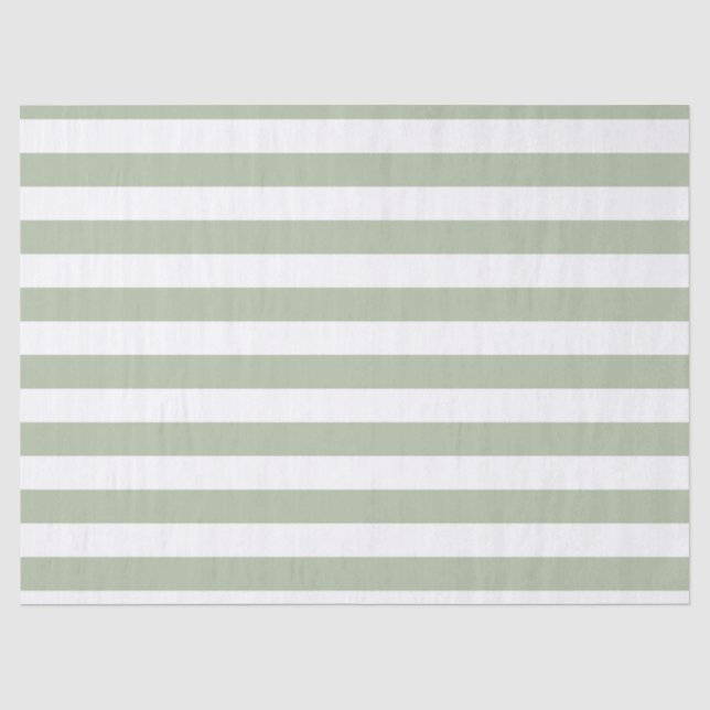 Light Sage Green and White Stripes Tissue Paper (Front)