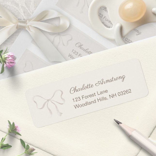 Light Sage Green Baby Shower Bow Return Address (Light Sage Green Baby Shower Bow Return Address Label ©Susanne Sachers - Sunny Mind 🌞)