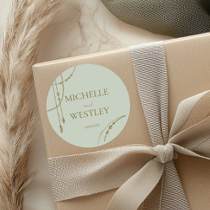 Light Sage Green Boho Draped Beaded Wedding Classic Round Sticker