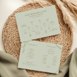 Light Sage Green Boho Draped Beaded Wedding Programme<br><div class="desc">This boho wedding program and itinerary features gold-coloured draped beads and matching gold coloured text. Personalise the custom text above. Matching items available.</div>