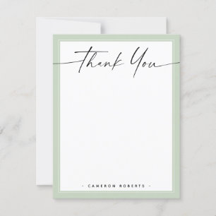 Light sage green border custom logo thank you note
