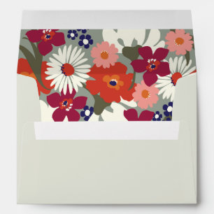 Light Sage Green Colorful Floral Garden Wedding  Envelope