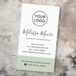 Light sage green feminine custom logo social media business card