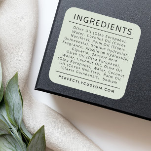 Light sage green ingredient list product label