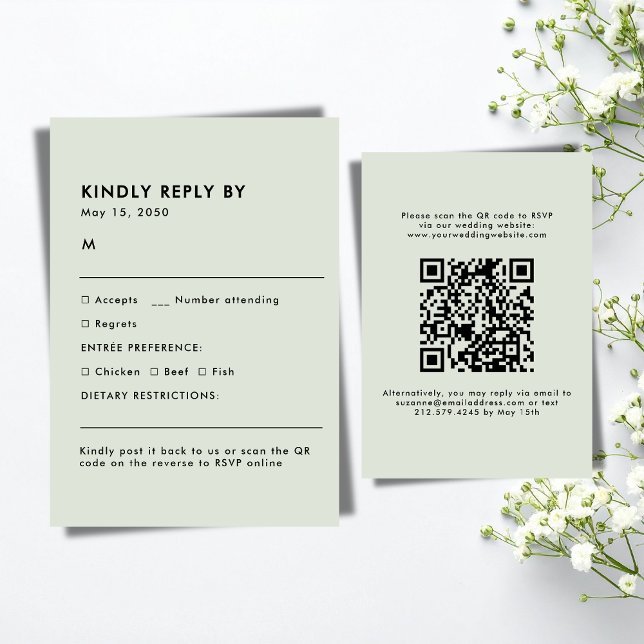 Light Sage Green Meal Choice Wedding RSVP Card (Light Sage Green Meal Choice Wedding RSVP Card)