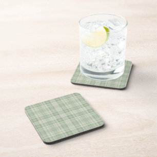 Light sage green plaid coaster