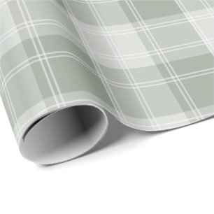 Light Sage Green Plaid Pattern Wrapping Paper