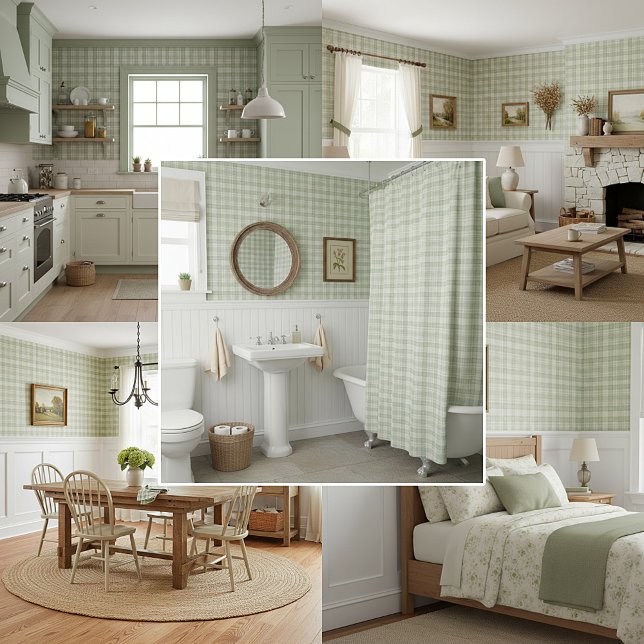 Light sage green plaid wallpaper (Creator Uploaded)